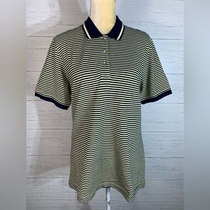 Izod Club Sun Yellow striped polo golf shirt womens size L